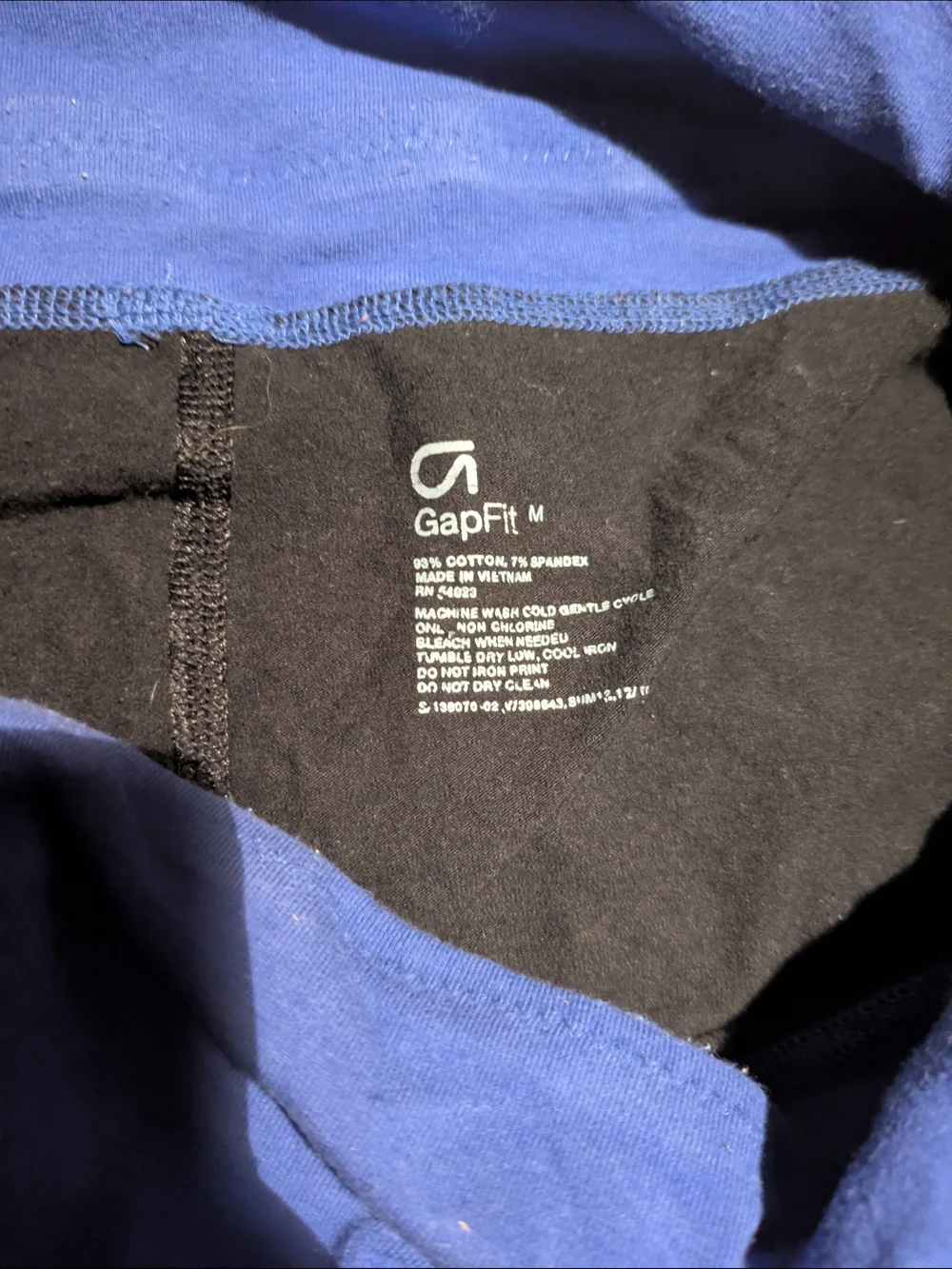 GAP Black Bike Shorts with Blue Foldover Waistband